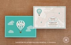 invitaciones de boda viajeras tarjeton, invitaciones viajeras, invitaciones de boda globo aerostatico,